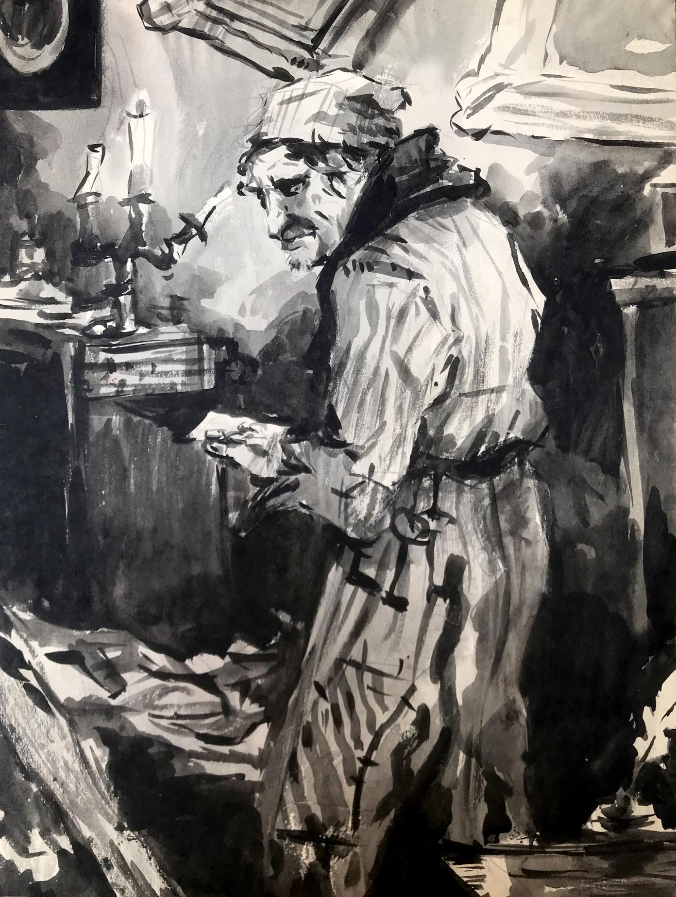 Watercolor painting Portrait of a man Alexander Arkadievich Litvinov