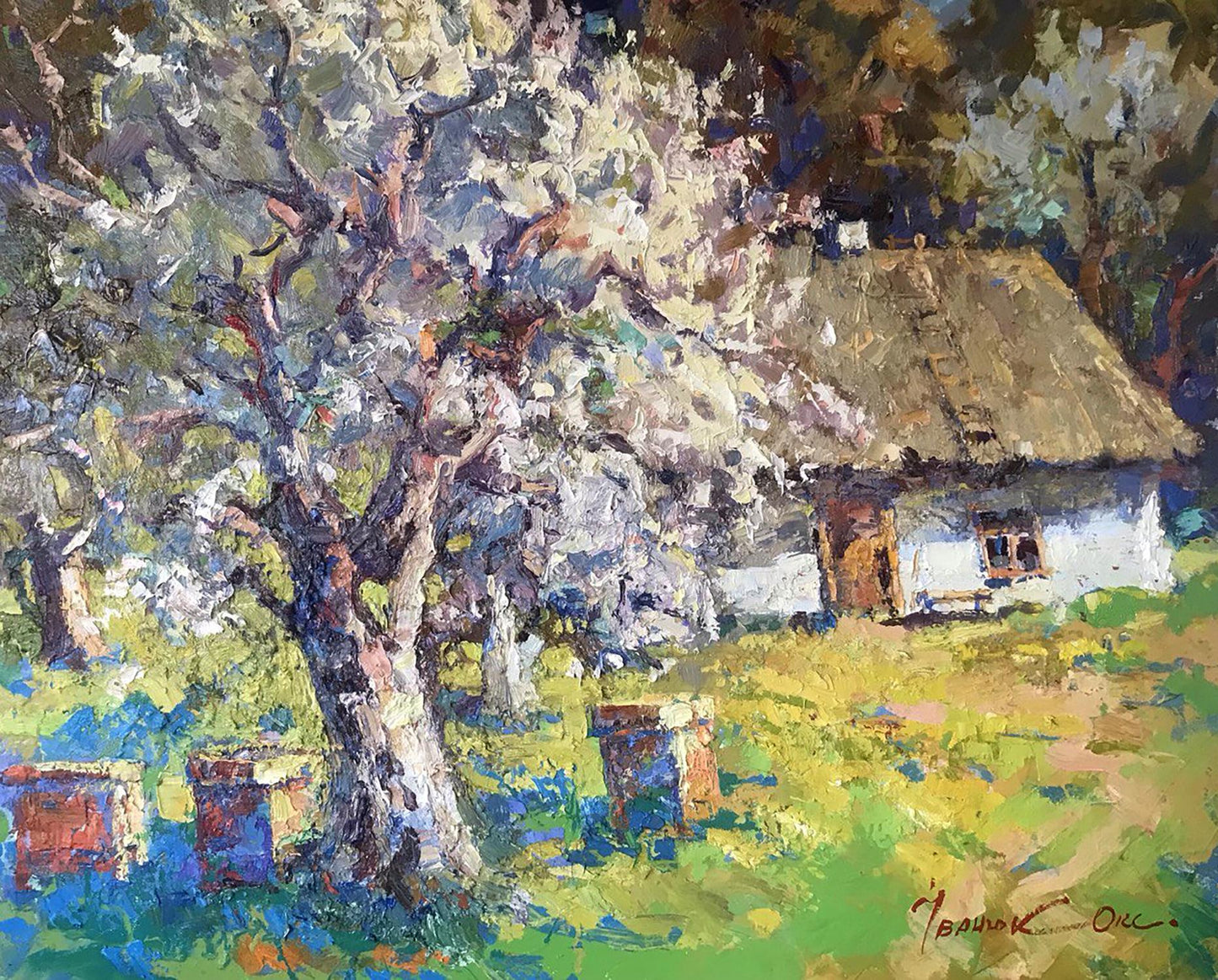 Oil painting Spring in the old yard Ivanyuk Oksana