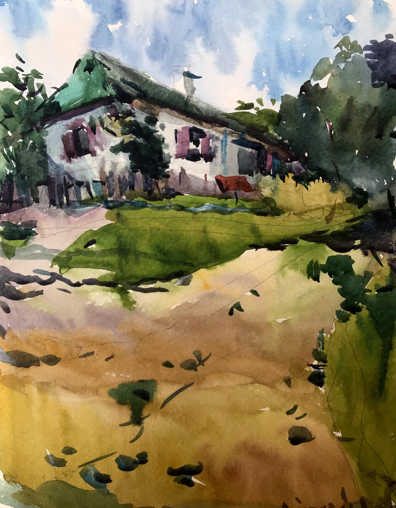 Watercolor painting Native home Litvinov Oleg Arkad'yevich