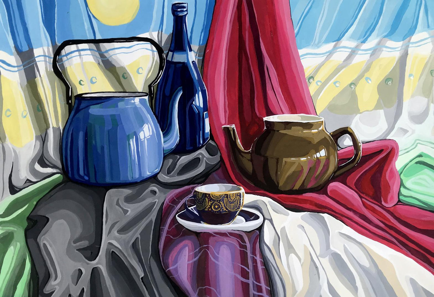 Acrylic painting Tea Table Unknown artist