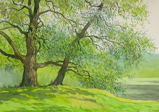 Watercolor painting In the summer forest Savenets Valery