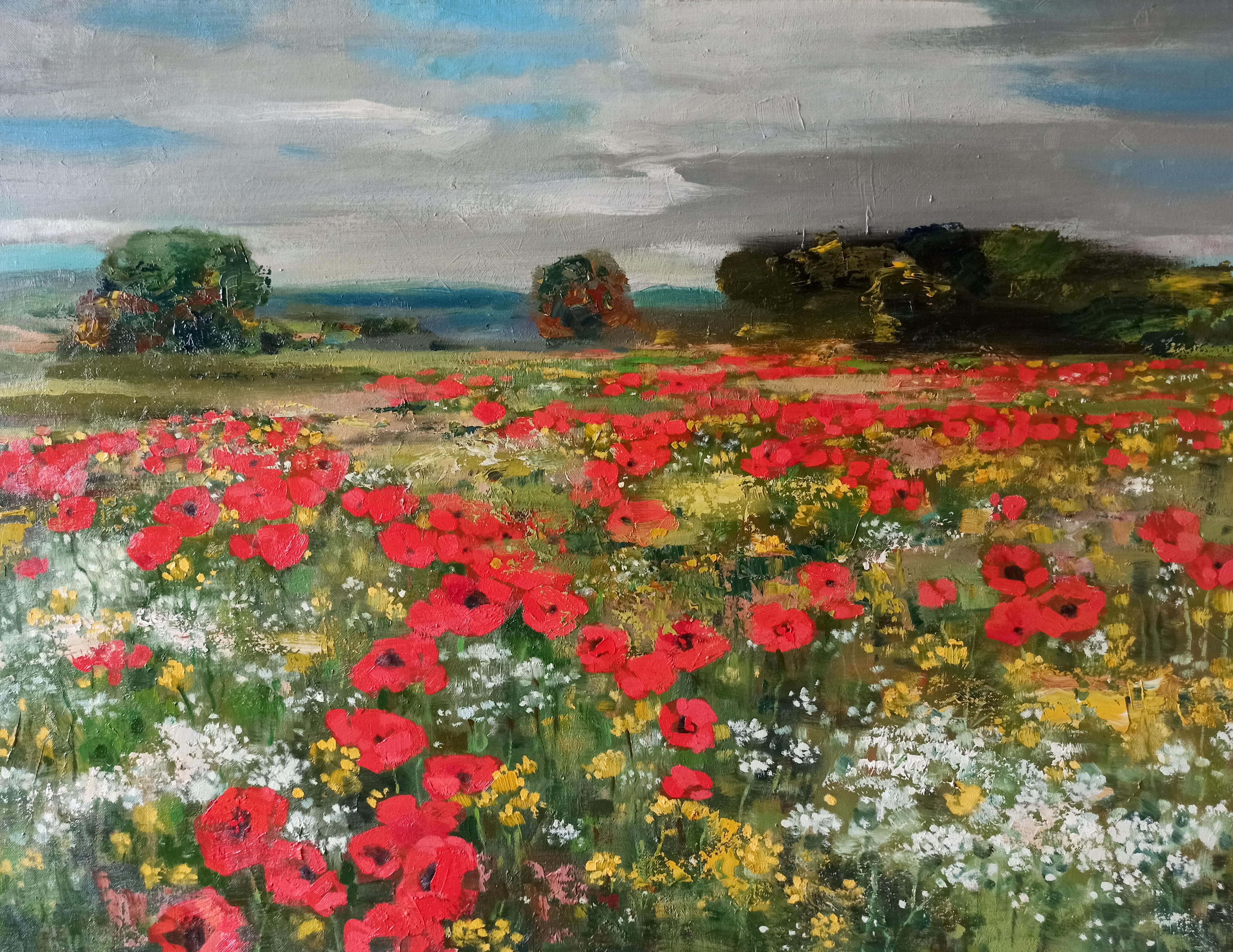 Oil painting Poppy field Anatoly Borisovich Tarabanov