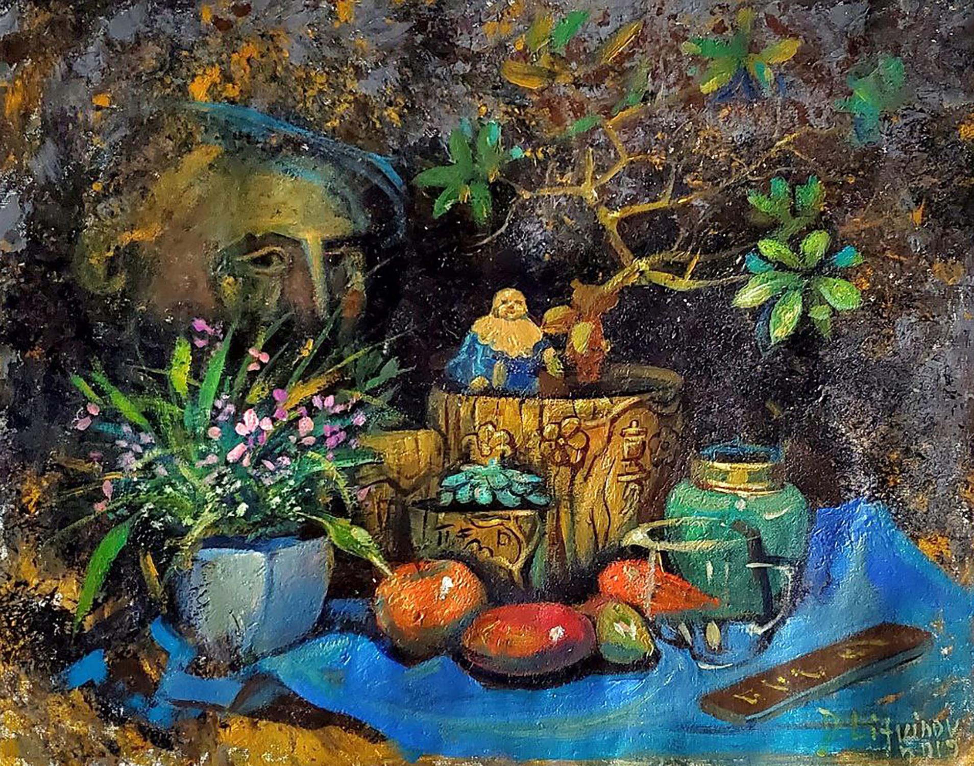 Oil painting Still life with Chinese items Litvinov Daniil Olegovich