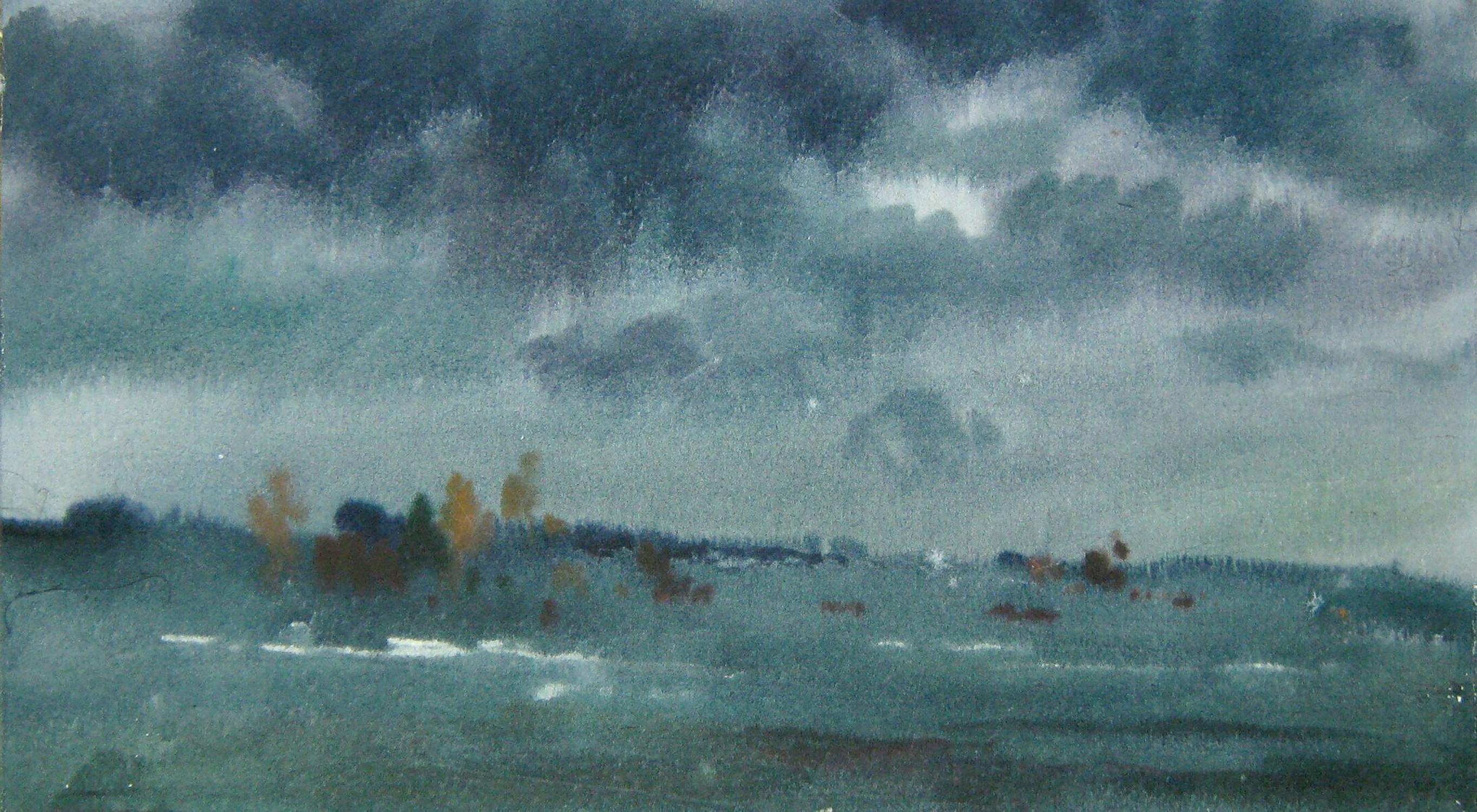 Watercolor painting Bad weather day Savenets Valery
