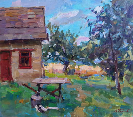 Oli painting Rural motif Pereta Vyacheslav