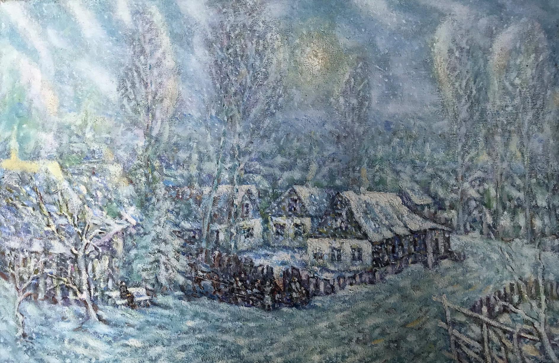 Oil painting Winter in the village Shapoval Ivan Leontyevich