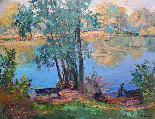 Oil painting Morning on the lake Serdyuk Boris Petrovich