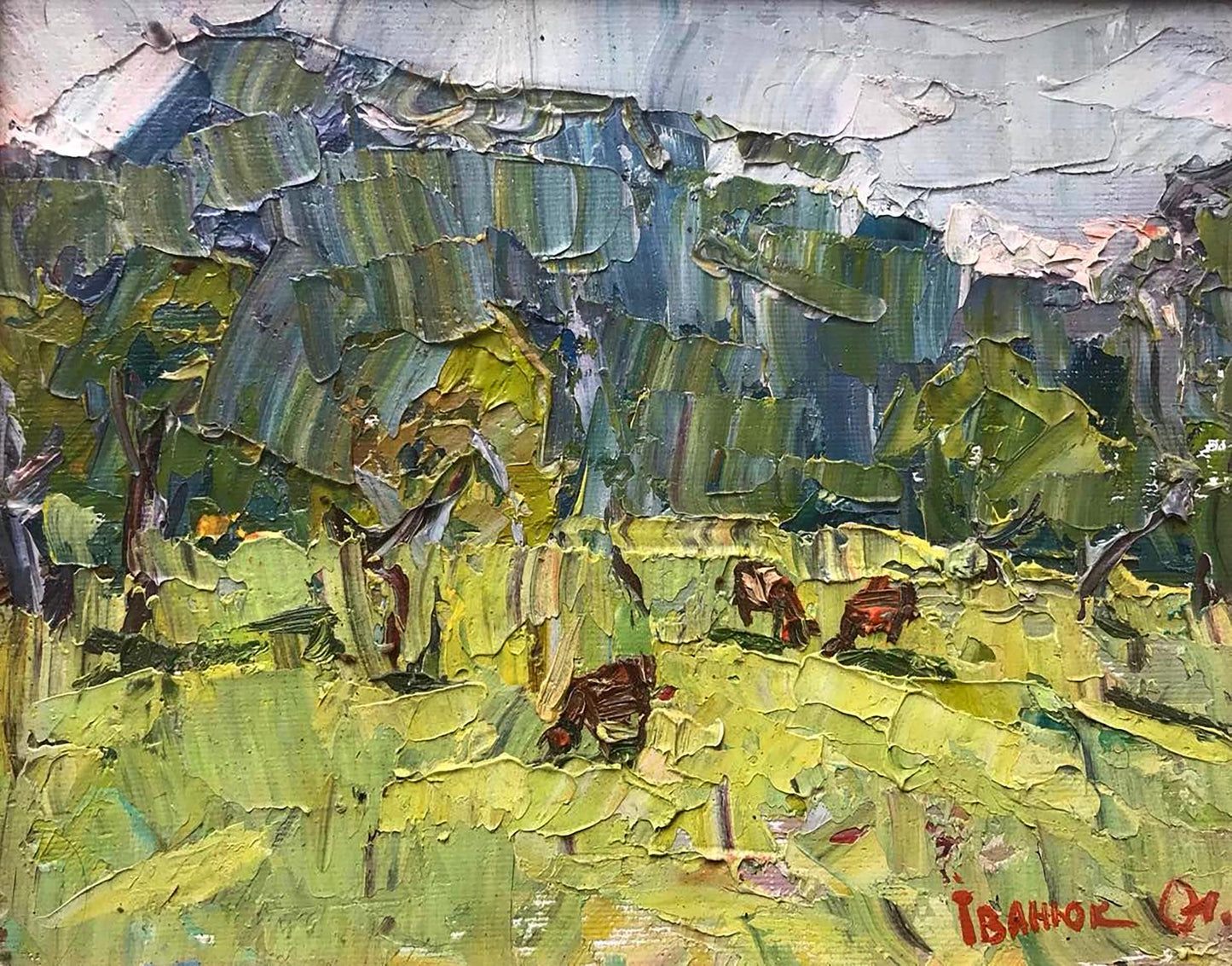 Oil painting In the field in the meadows Ivanyuk Alex