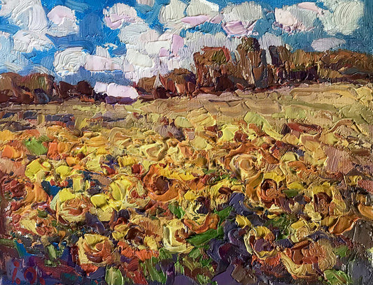 Oil painting Sunflowers field Ivanyuk Oksana