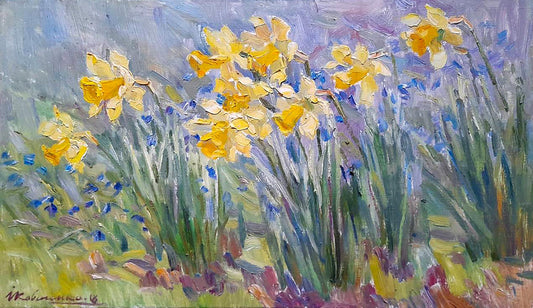 Oil painting Yellow flowers Kovalenko Ivan Mikhailovich