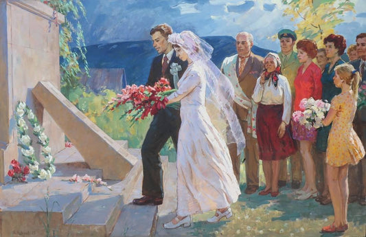 Oil painting Soviet family Chudinov Yu.