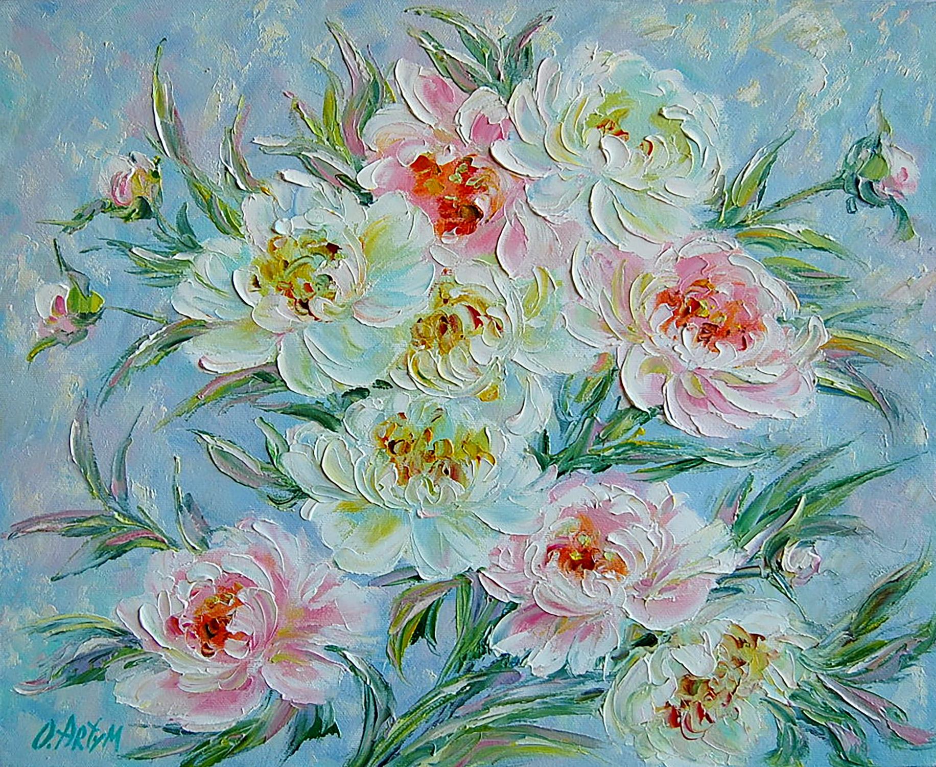 Oil painting Peony morning Artim Olga