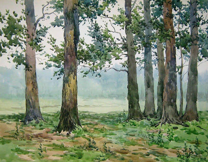 Watercolor painting Cloudy morning Savenets Valery
