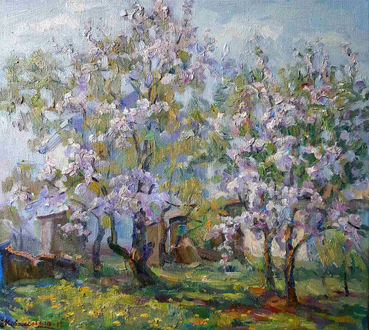 Oil painting Trees bloom Kovalenko Ivan Mikhailovich