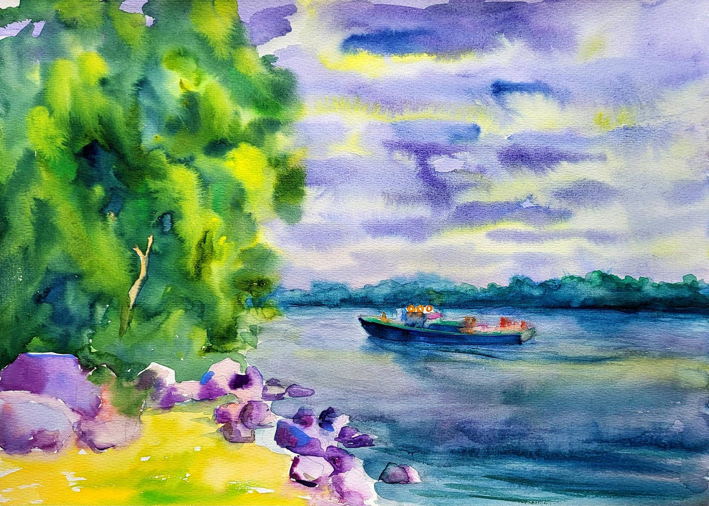 Watercolor painting On the Dnieper Serdyuk Boris Petrovich