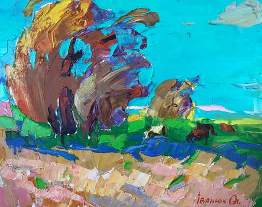 Abstract oil painting In the shade of willows Ivanyuk Alex