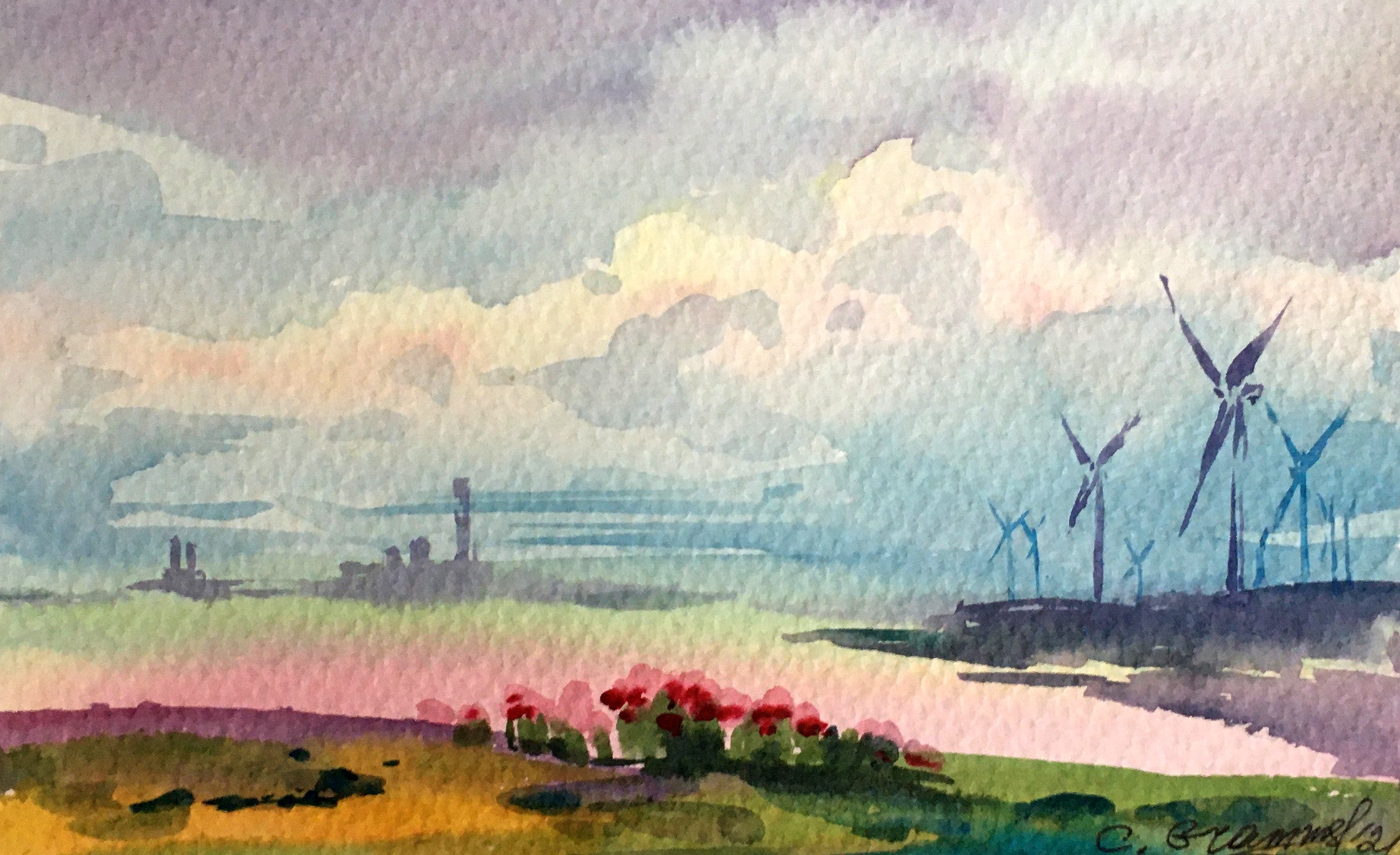 Watercolor painting Near the lake Svetlana Gramm
