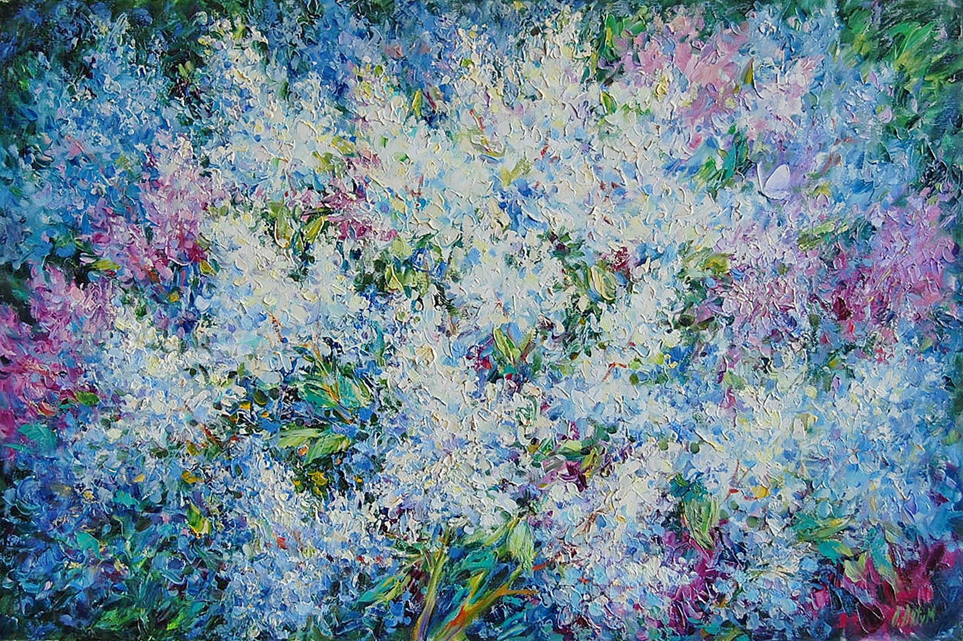 Oil painting Lilac bushes in the garden Artim Olga