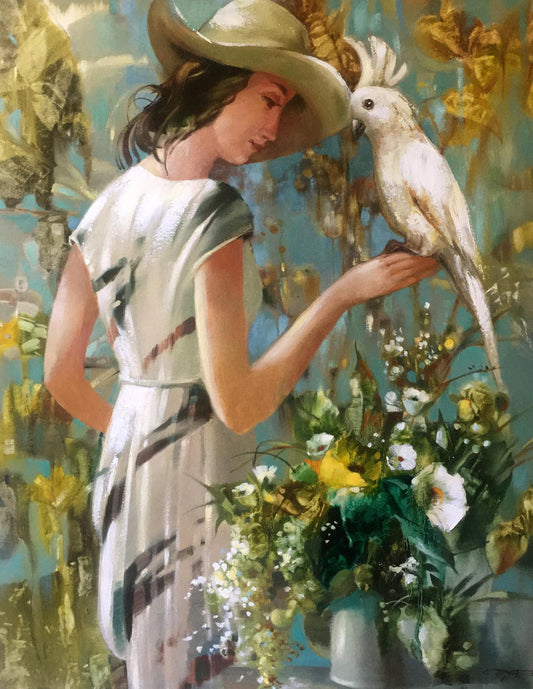 Abstract oil painting Parrot Anatoly Tarabanov