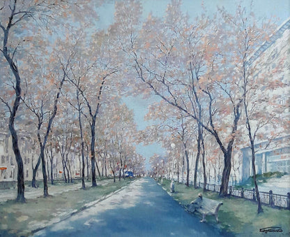 Oil painting Yavornytsky Avenue in the Dnieper Korkishko Vasily