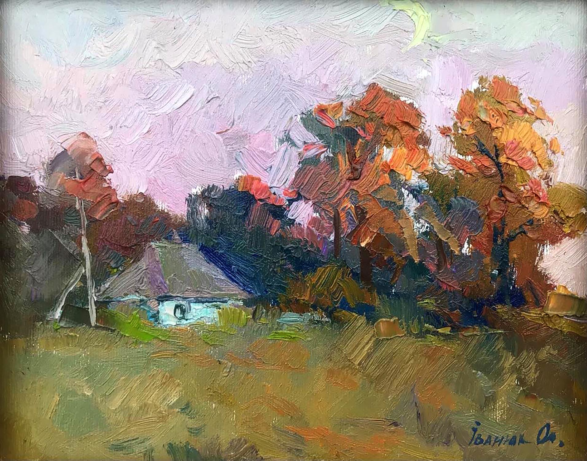 Oil painting Lonely house in the woods Ivanyuk Oksana