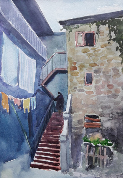 Watercolor painting Odesa courtyard Serdyuk Boris Petrovich