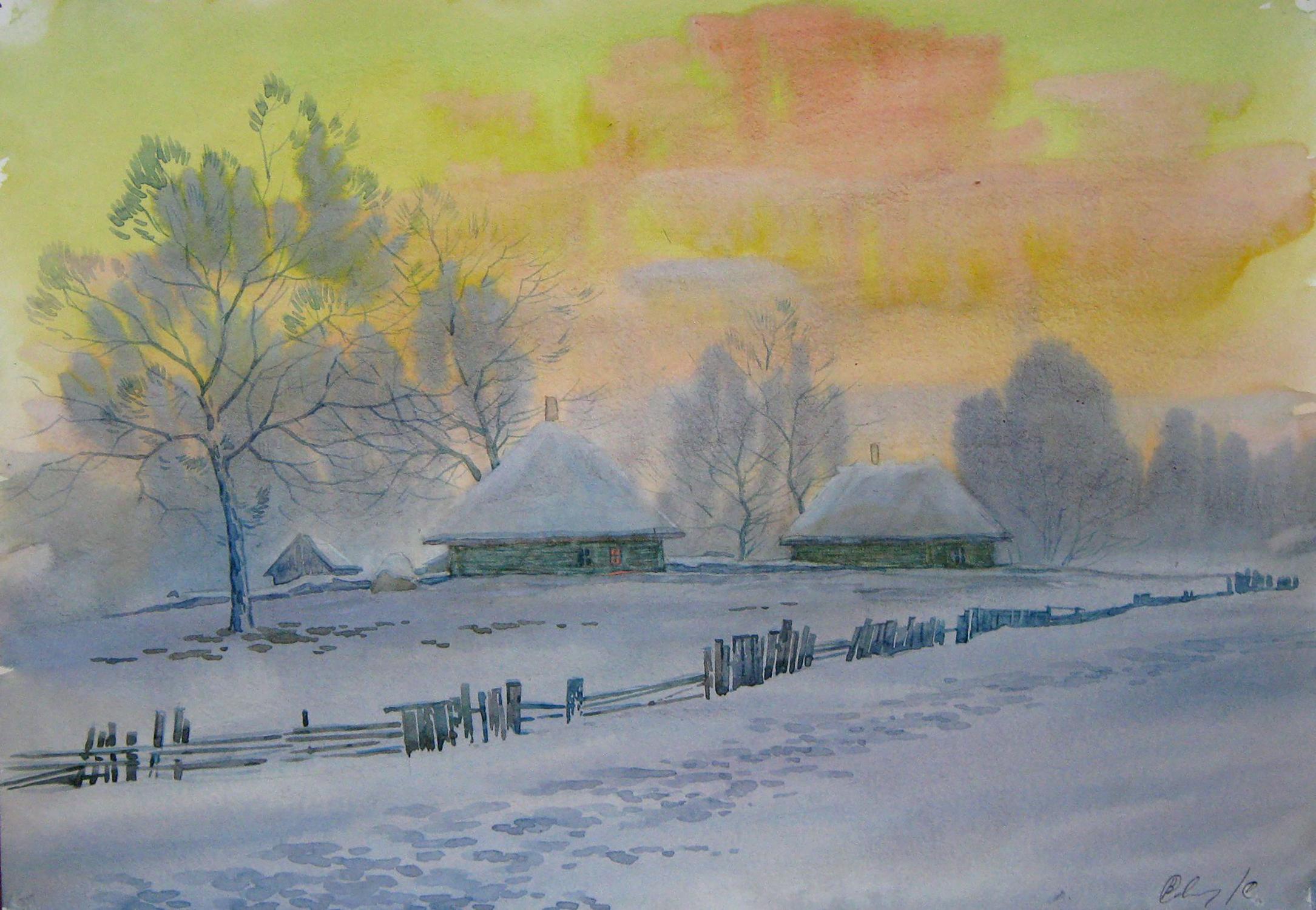 Watercolor painting Frosty Savenets Valery