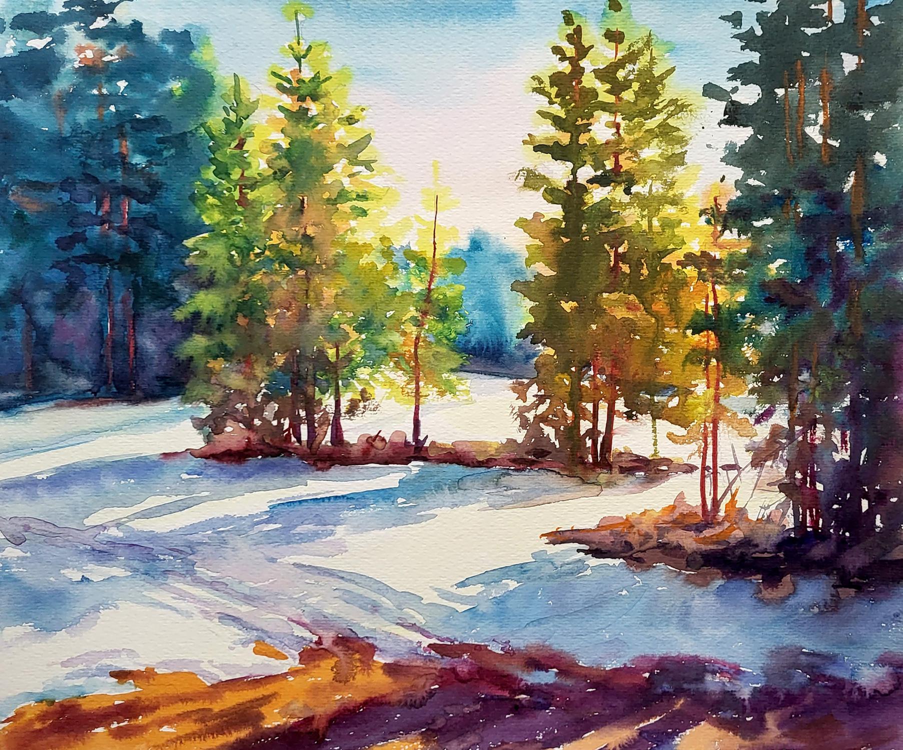 Watercolor painting Winter forest Serdyuk Boris Petrovich