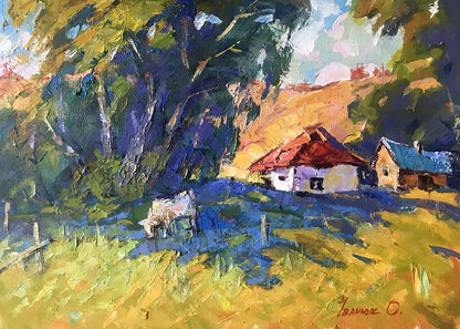 Oil painting In the shade of an old willow tree Ivanyuk Alex