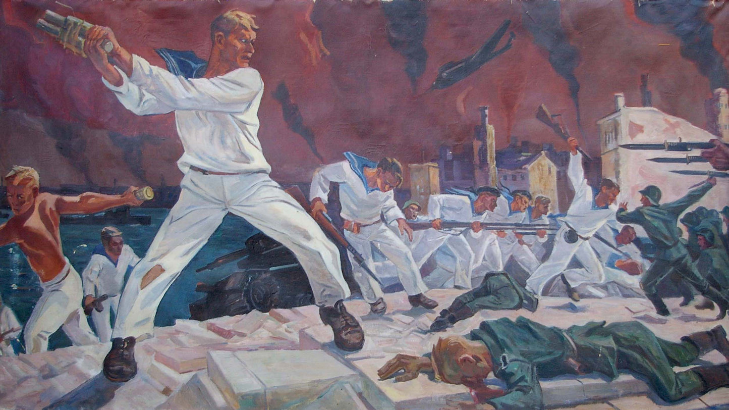 Oil painting Sailors in battle Unknown artist