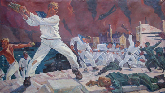 Oil painting Sailors in battle Unknown artist
