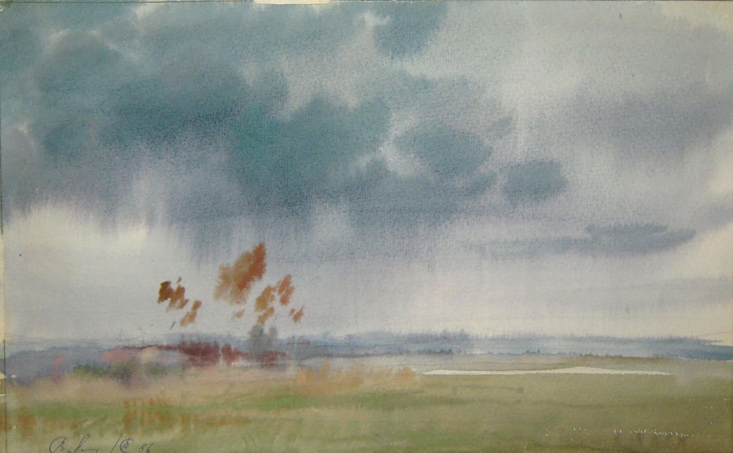 Watercolor painting It's raining in the field Valery Savenets