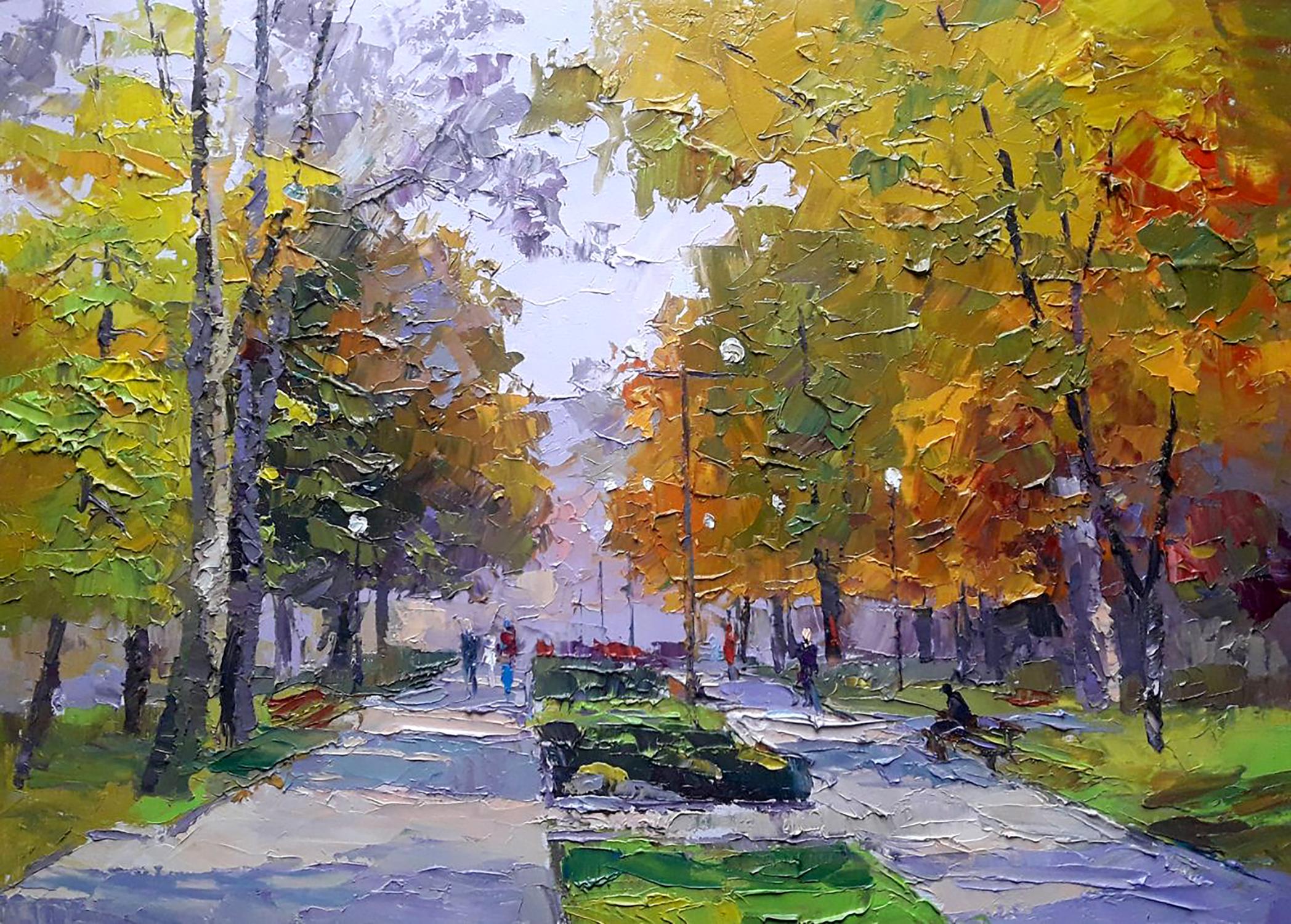 Oil painting City Center Green Space Boris Serdyuk