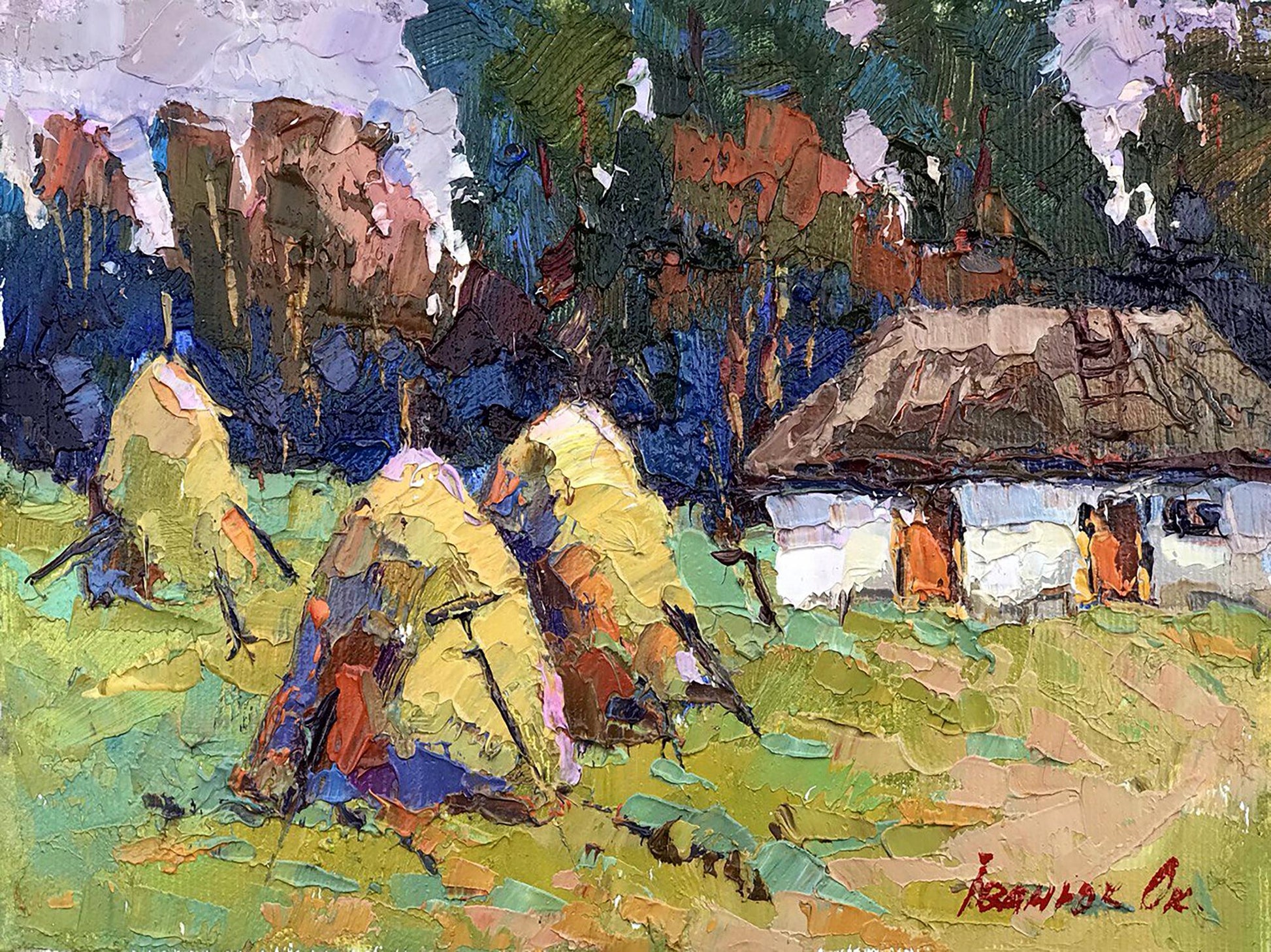 Oil painting Sunny yard Ivanyuk Oksana