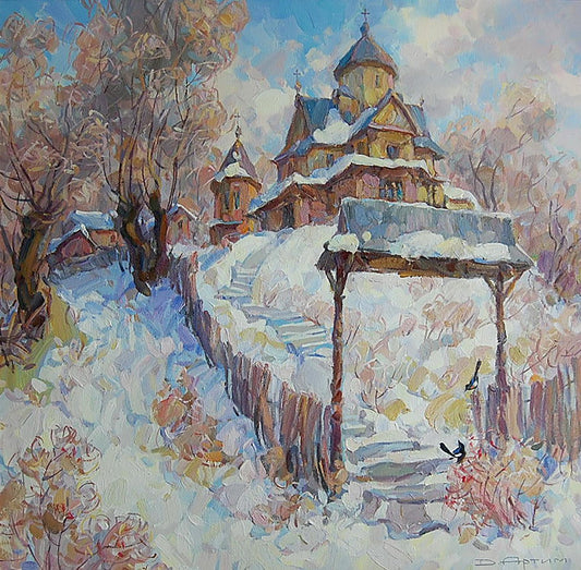 Oil painting Vorokhta Church of the 16th century Artim Dmitry