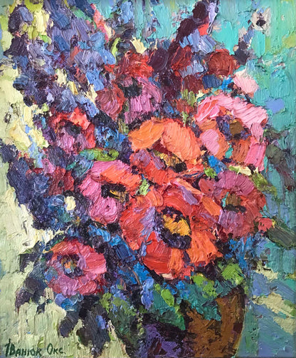 Oil painting Red poppies Ivanyuk Oksana