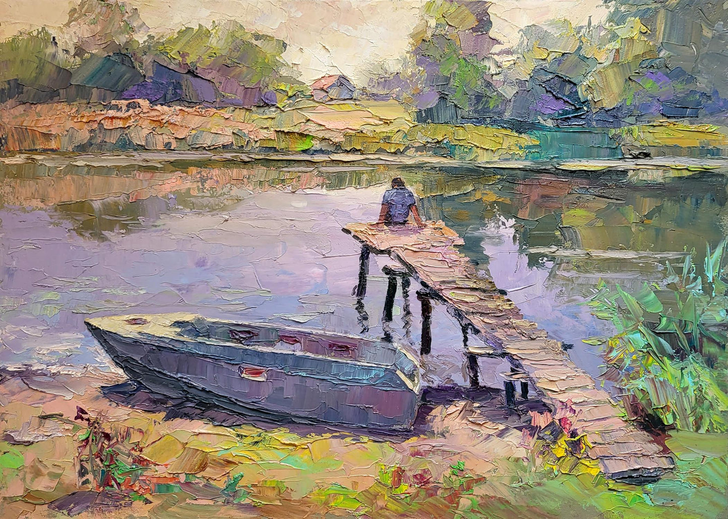 Oil painting Village pier Serdyuk Boris Petrovich