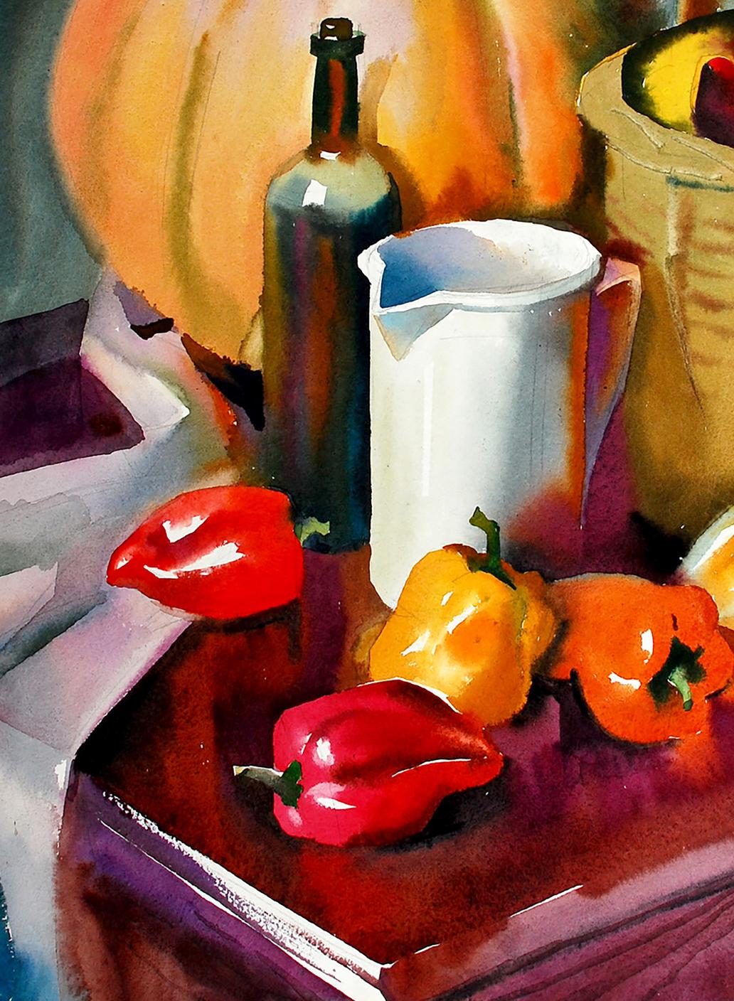 Watercolor painting Still life with pumpkin Egor Shvachunov