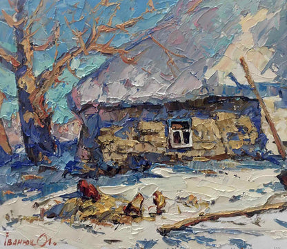 Oil painting In the courtyard Ivanyuk Alex
