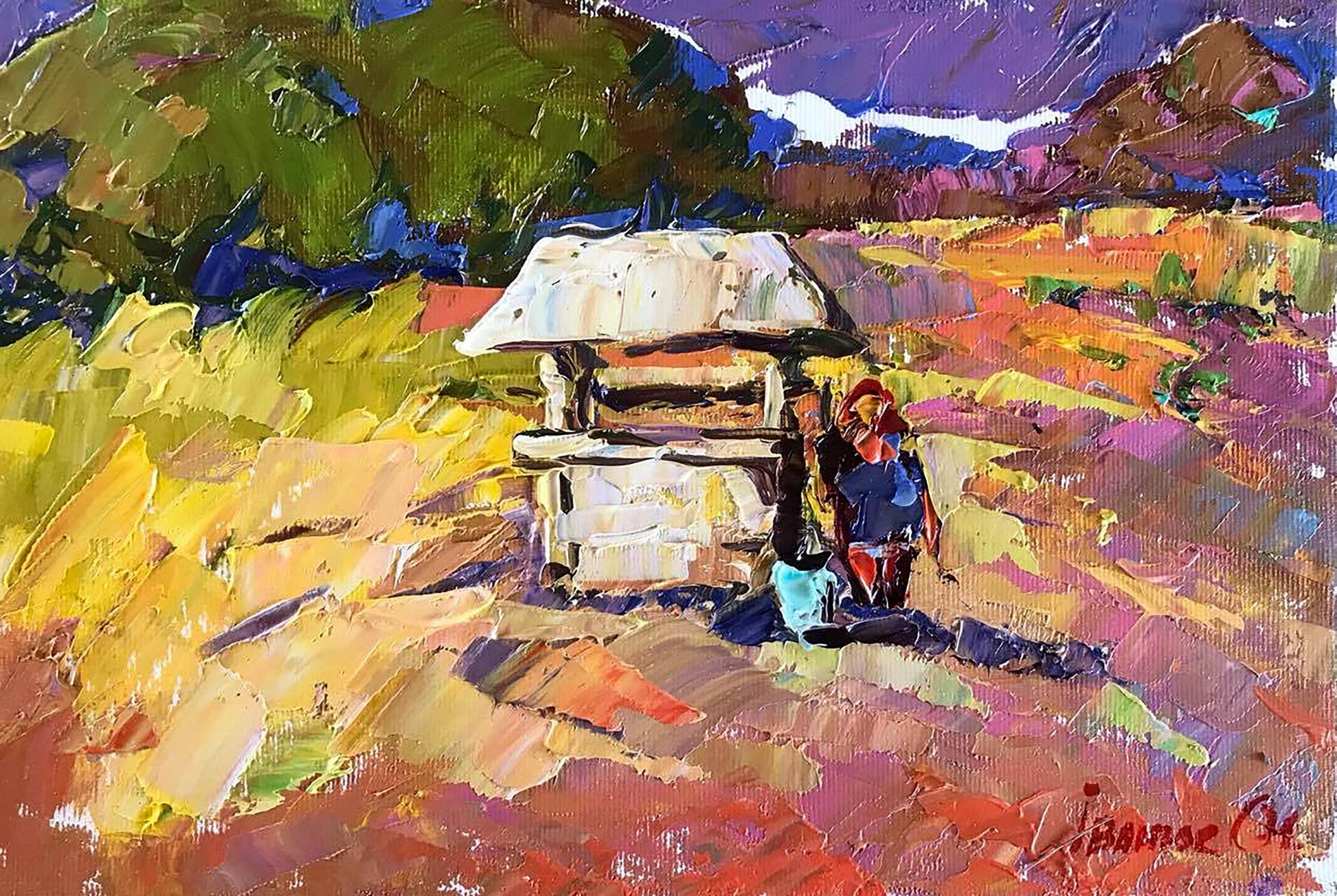Oil painting Near the well Ivanyuk Alex