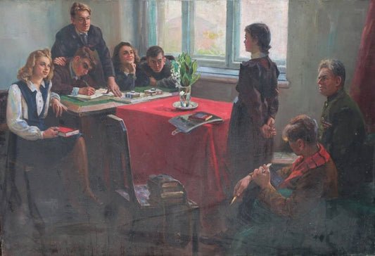 Oil painting Reception in Komsomol