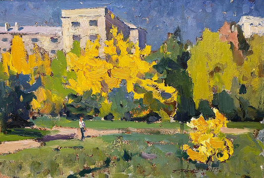 Oil painting Urban autumn Petrov Georgy Petrovich
