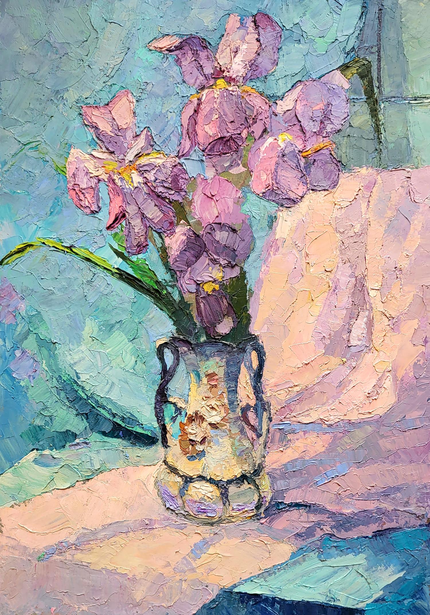 Oil painting Irises in a vase Serdyuk Boris Petrovich