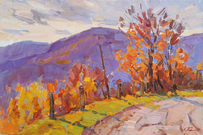 Oli painting Road in the mountains Pereta Vyacheslav