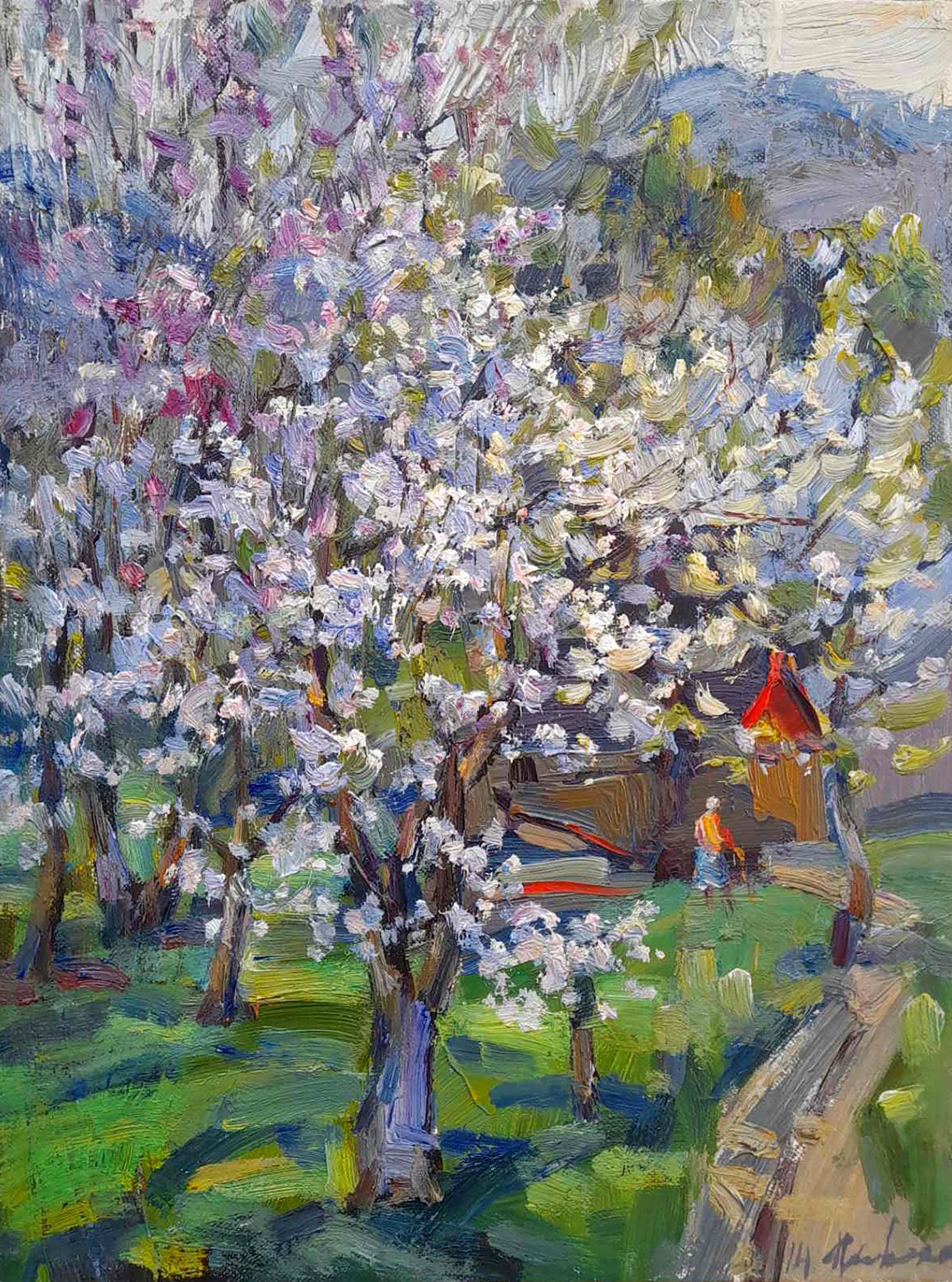 Oil painting Return to the blooming garden Ivan Kovalenko