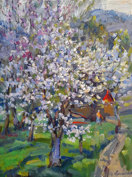 Oil painting Trees bloom Kovalenko Ivan Mikhailovich