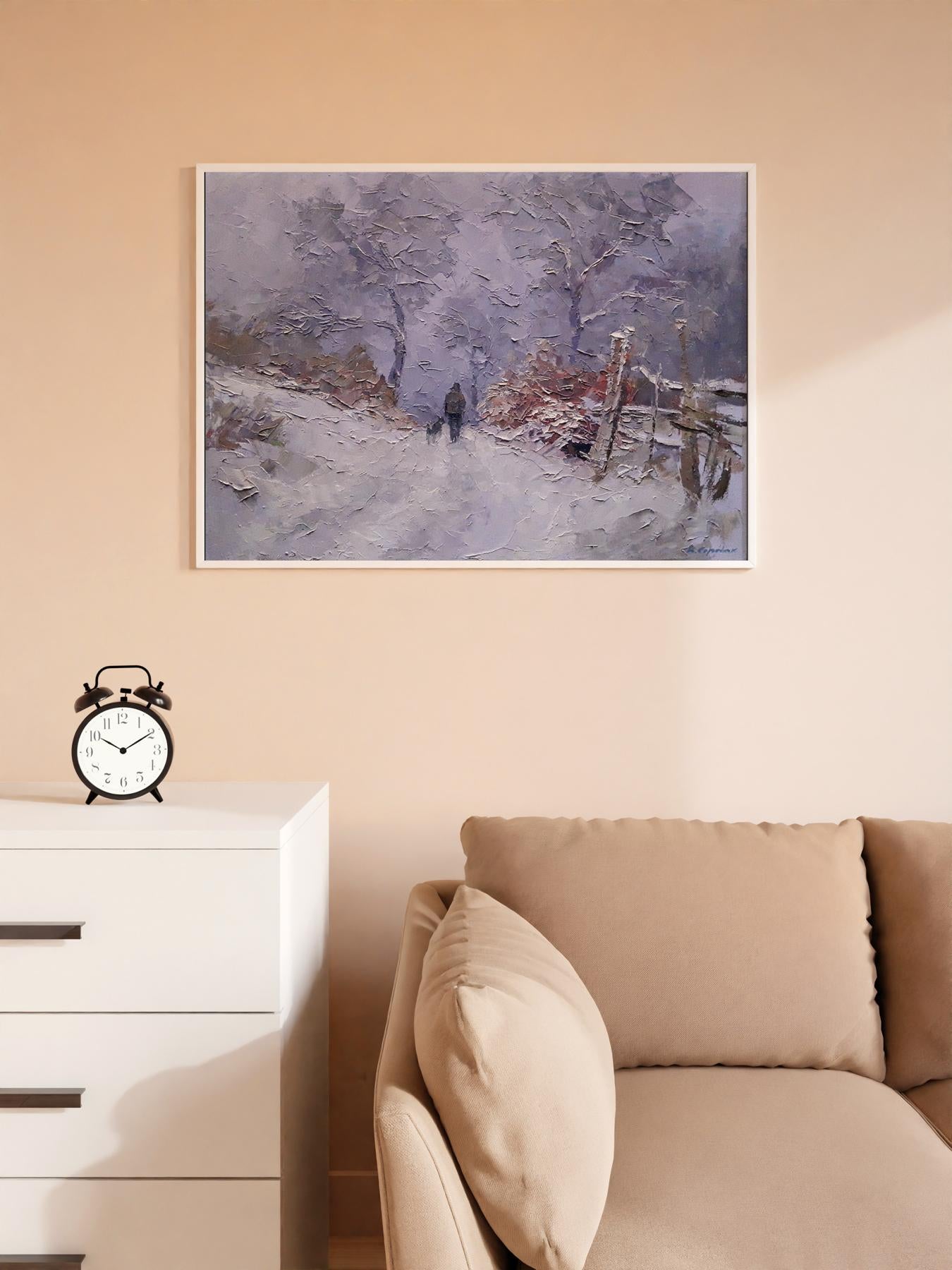 Winter in Transcarpathia oil painting by Boris Petrovich Serdyuk