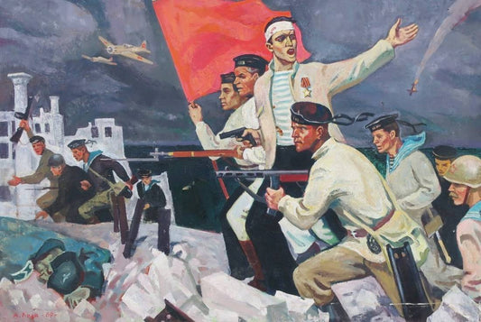 Oil painting The assault of Sevastopol Loza A.I.