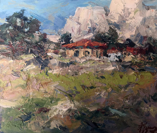 Oil painting A village in the mountains Alexander Nikolaevich Cherednichenko