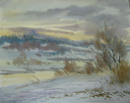 Watercolor painting Winter joyful fantasy Valery Savenets